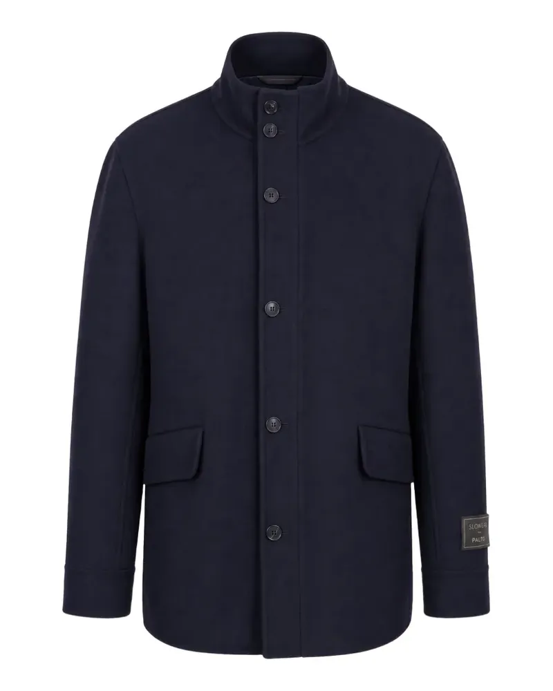 Slowear high-neck button-up coat - Blau Blau