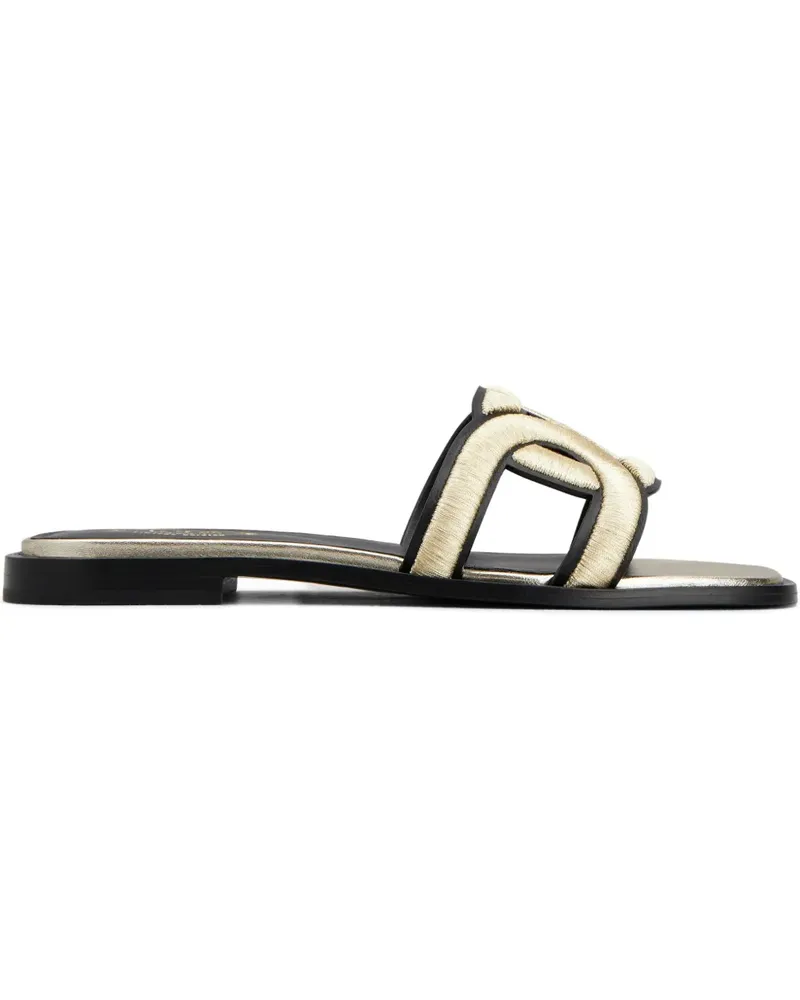 TOD'S Flache Sandalen mit besticktem Riemen - Gold Gold