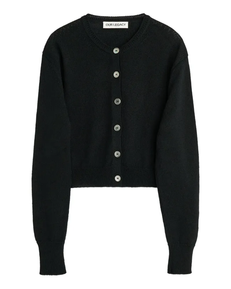 Our Legacy Cropped-Cardigan mit Knöpfen - Schwarz Schwarz