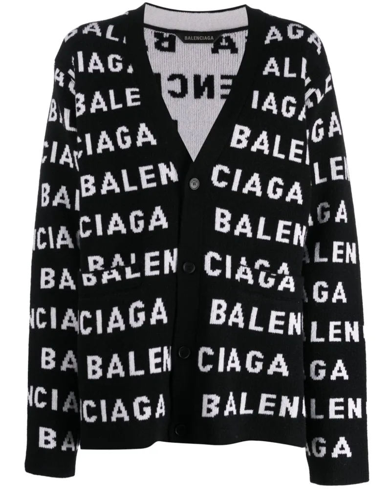 Balenciaga Cardigan mit Intarsien-Logo - Schwarz Schwarz
