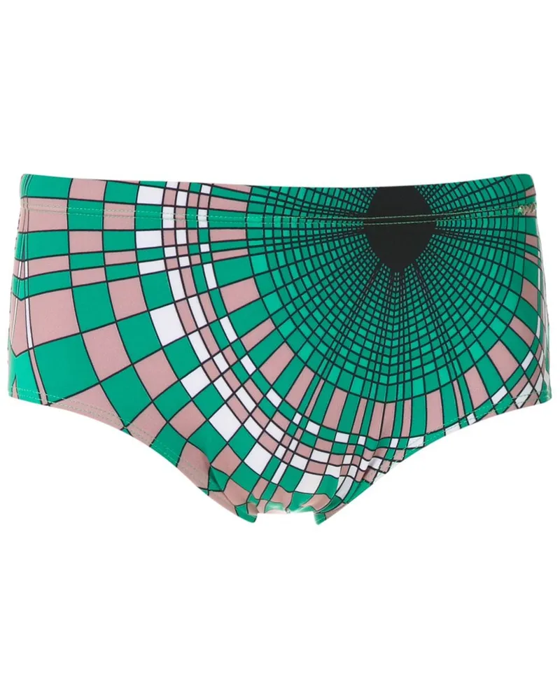 Amir Slama Badehose mit "Cocar"-Print - Grün Grün