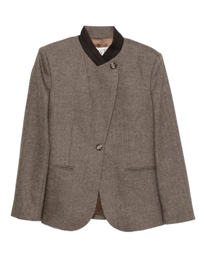TWP herringbone-pattern asymmetric-fastening jacket - Braun Braun