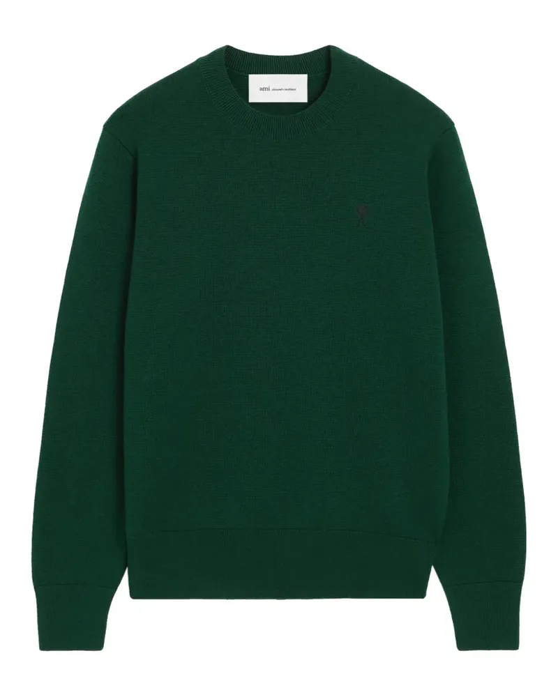 AMI Paris crewneck wool sweater with Ami de Coeur - Grün Grün