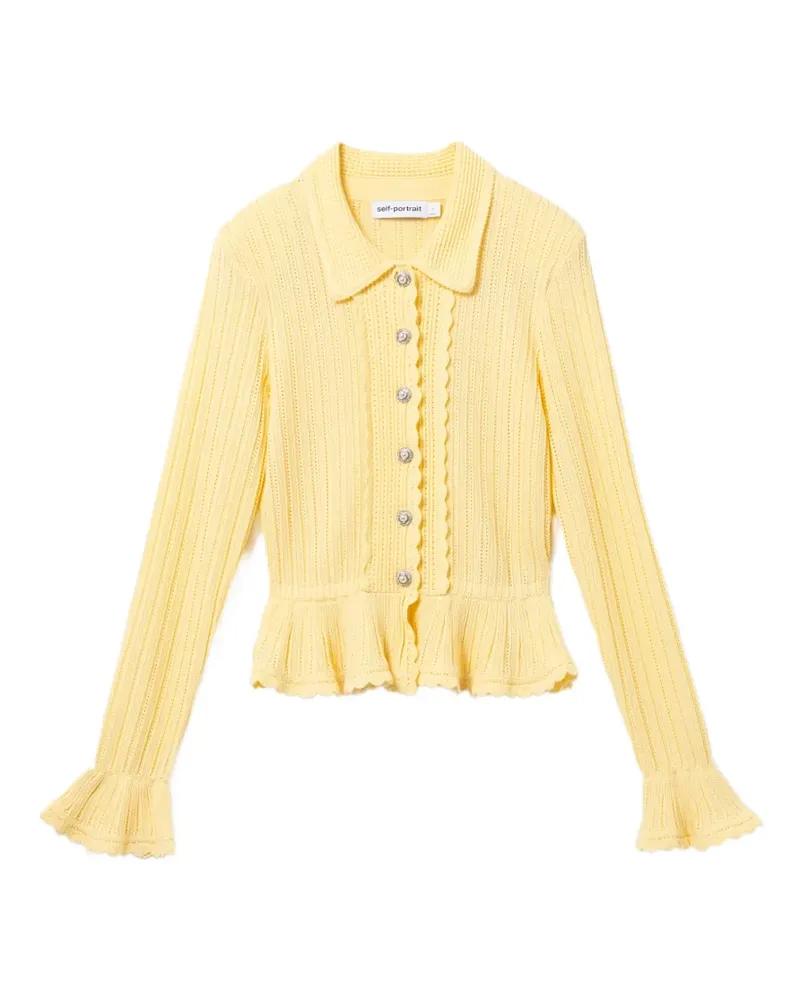 Self-Portrait Cardigan aus Pointelle-Strick - Gelb Gelb