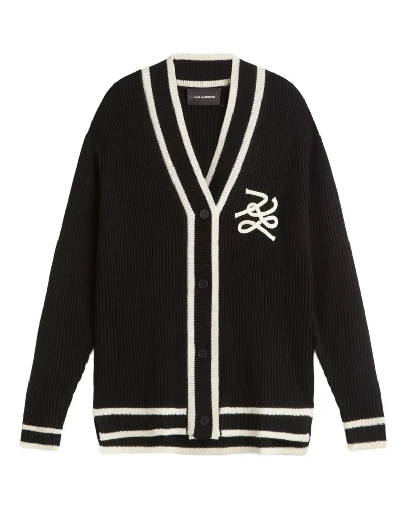 Karl Lagerfeld Cardigan mit V-Ausschnitt - Schwarz Schwarz