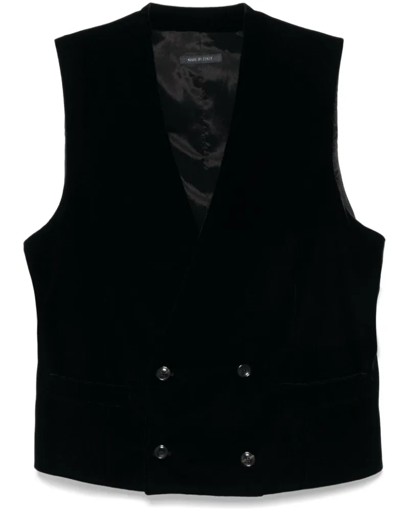 Giorgio Armani velvet double-breasted waistcoat Schwarz