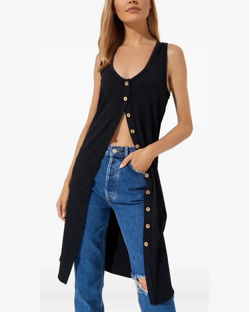 Free People button sleeveless mini dress - Schwarz Schwarz