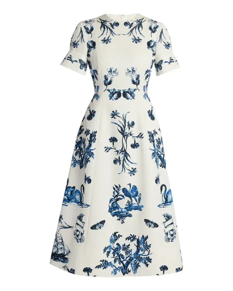 Erdem Tattoo Toile de Jouy dress - Weiß Weiß