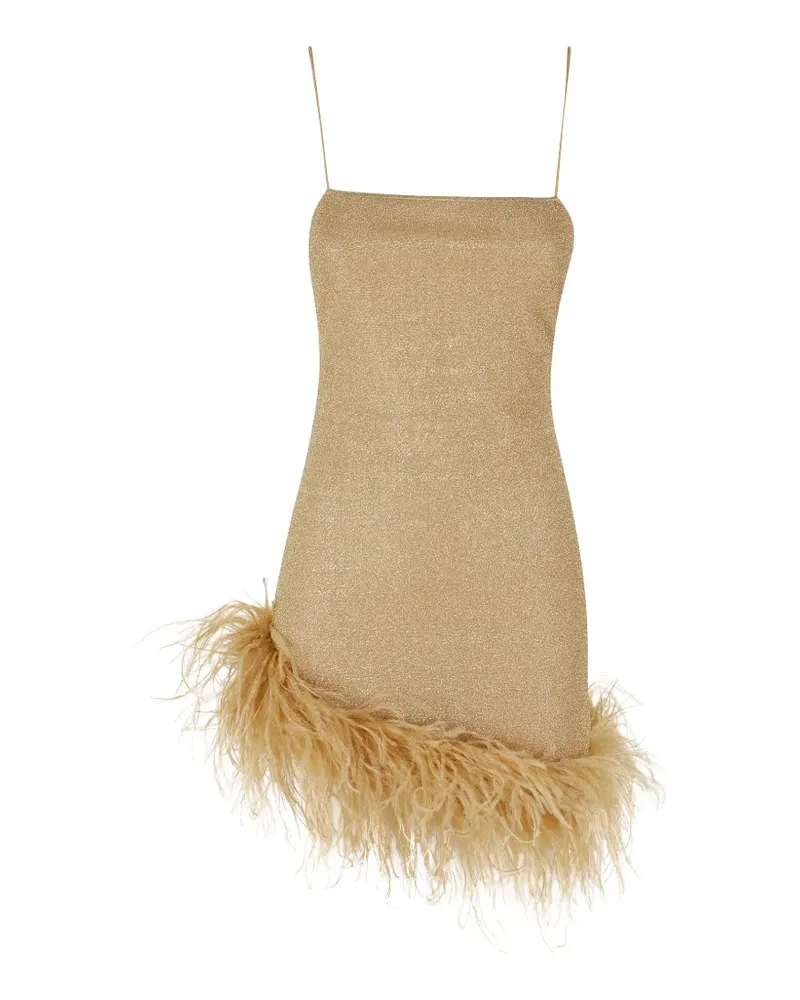 Oséree feather-trim metallic dress - Gold Gold