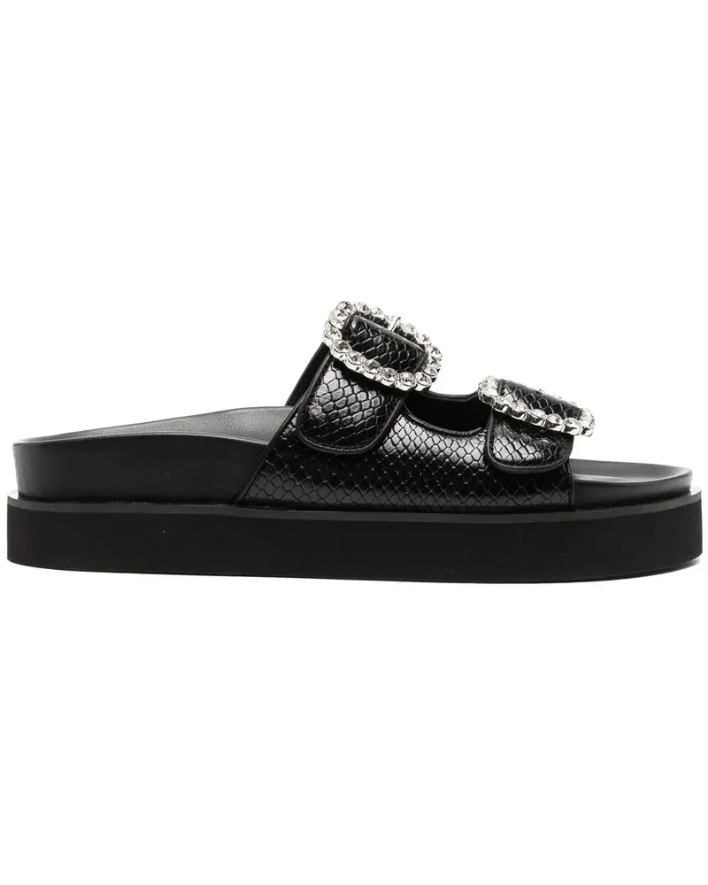 Maje Sandalen mit Schlangenleder-Optik - Schwarz Schwarz