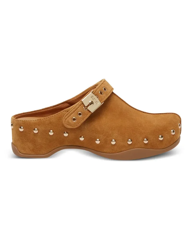Scholl Clogs mit Nieten-Schnallenverschluss - Nude Nude