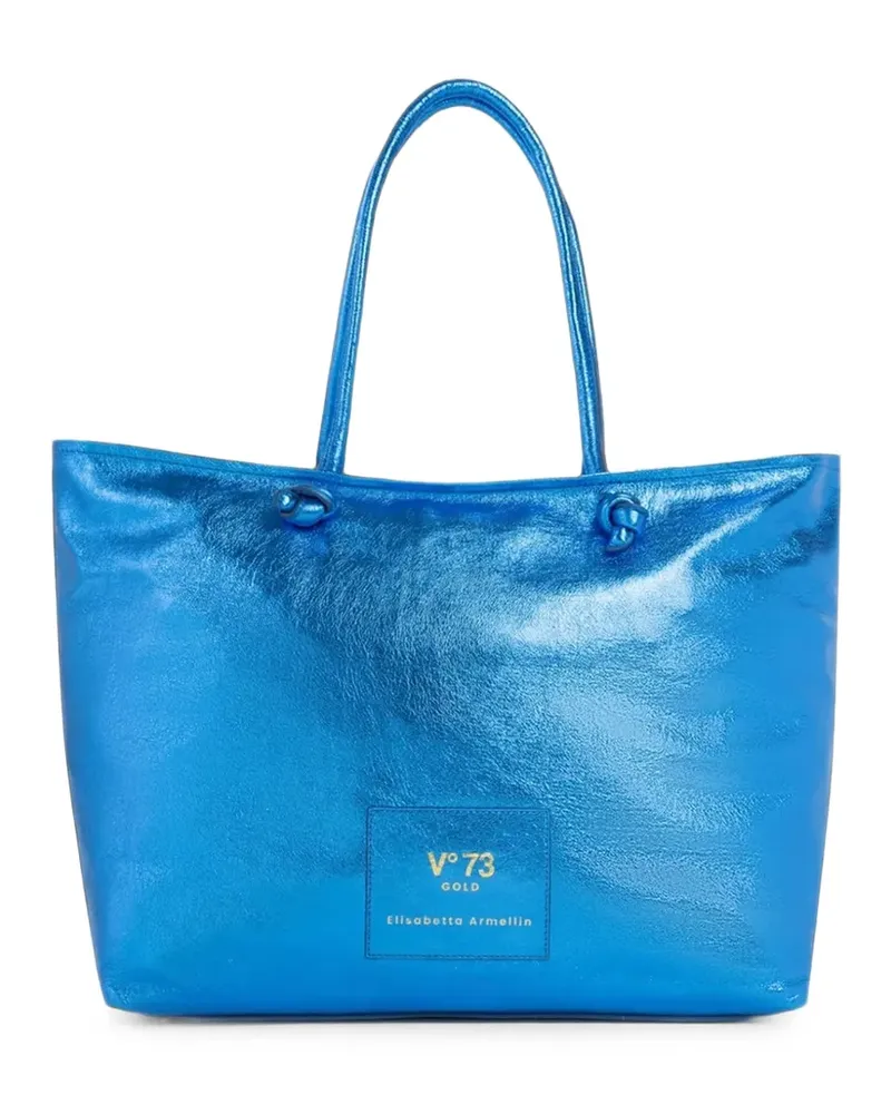 V°73 Eli Pop Tote Bag im Metallic-Look - Blau Blau