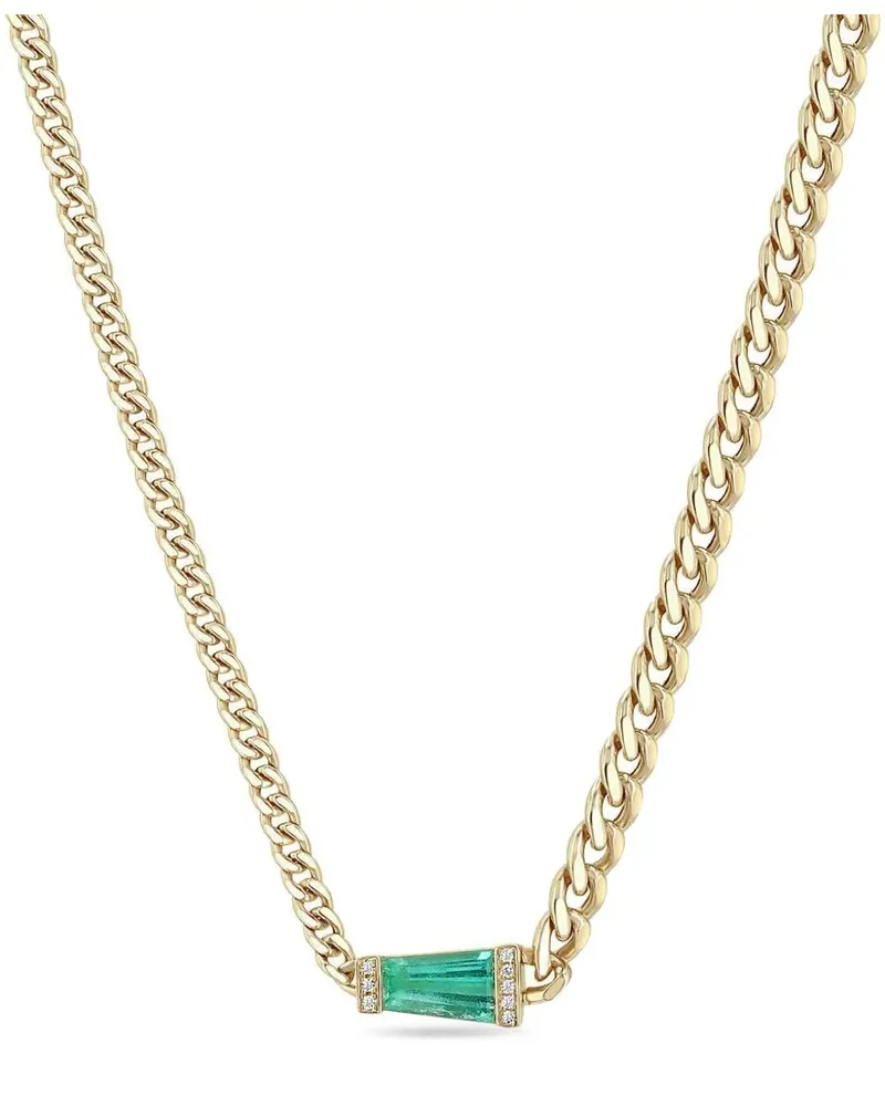 ZOË CHICCO 14kt Gelbgoldhalskette mit Diamant und Smaragd Gold
