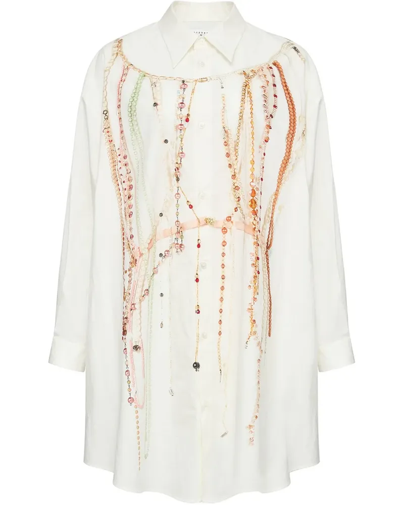 Maison Margiela Hemdkleid mit Perlendetail - Weiß Weiß