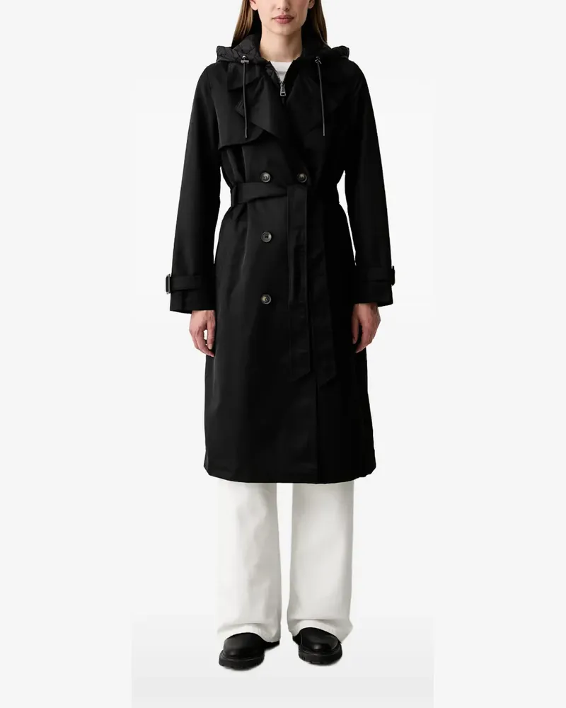 DKNY quilted-hood double-breasted trench coat - Schwarz Schwarz