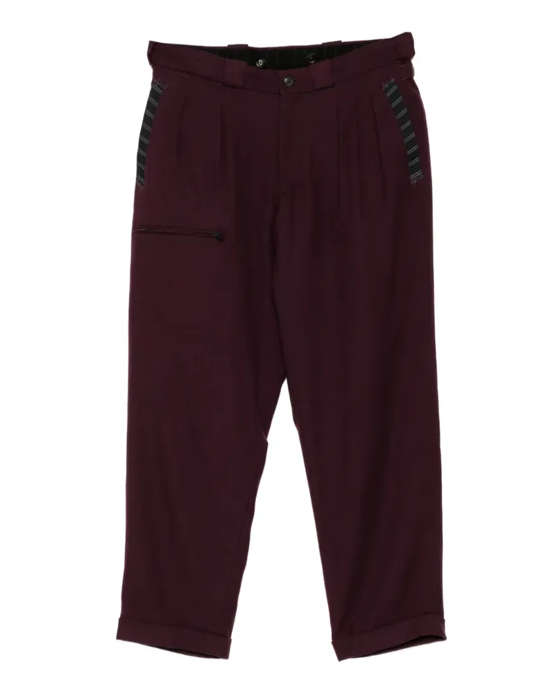 Yohji Yamamoto Faltenhose mit Reißverschlussriemen - Violett Violett