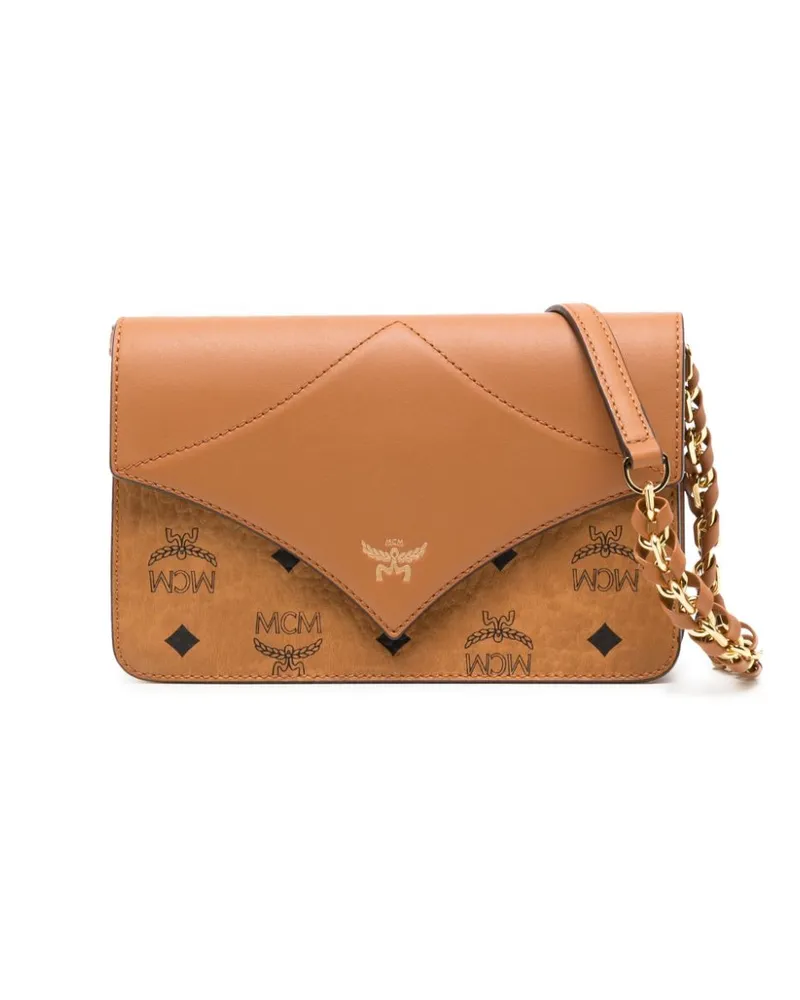 MCM Mini Diamond Schultertasche mit Visetos-Print - Braun Braun