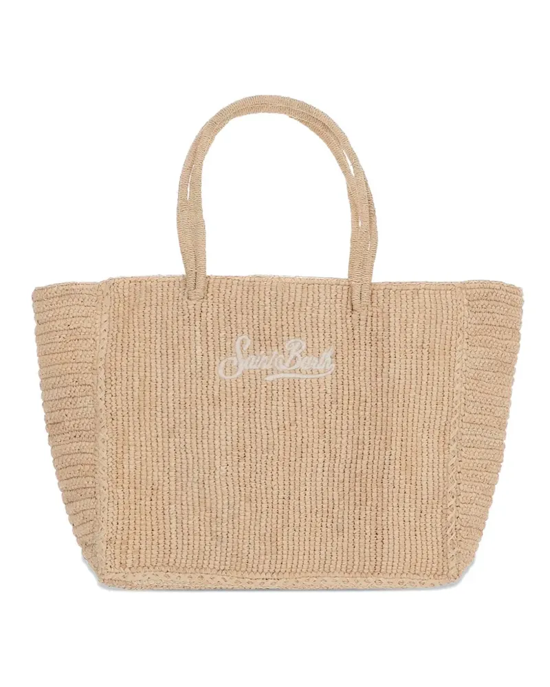 MC2 Saint Barth logo-embroidered raffia shoulder bag - Nude Nude