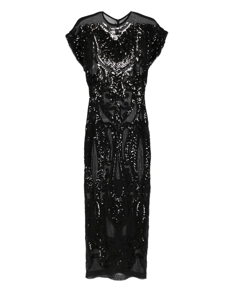 Norma Kamali Midikleid mit Pailletten - Schwarz Schwarz