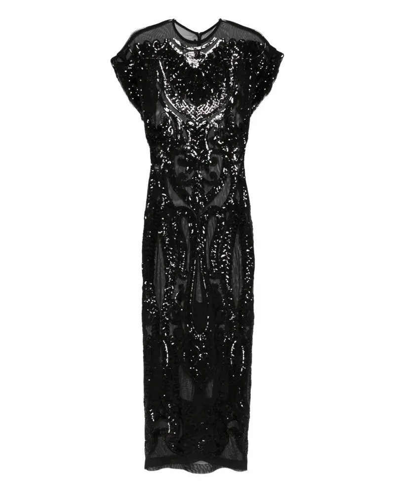 Norma Kamali sequin-embellished cap-sleeve midi dress - Schwarz Schwarz