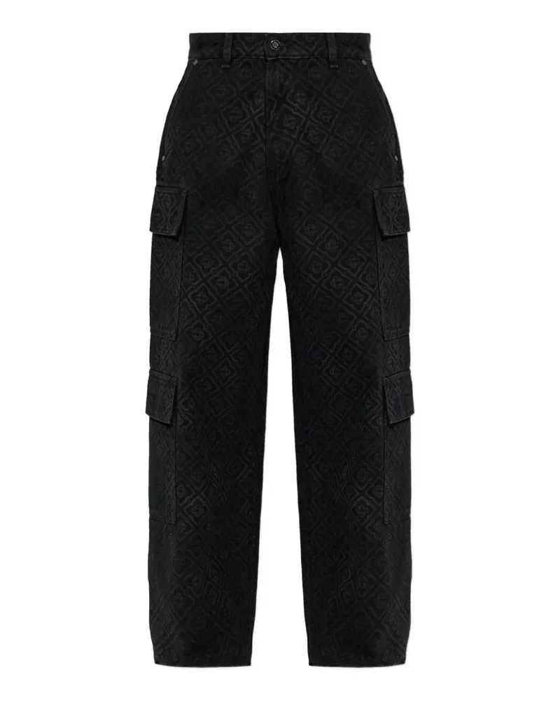 Casablanca Paris monogram-pattern cargo jeans - Schwarz Schwarz