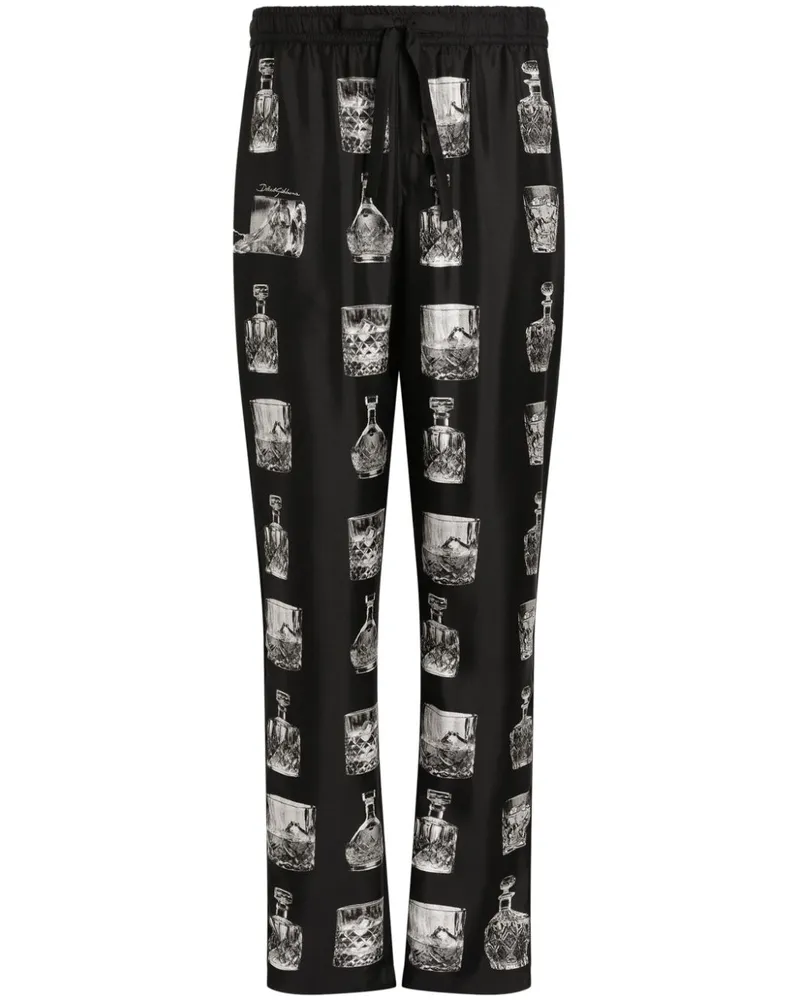 Dolce & Gabbana Pyjama-Hose mit Whisky-Print - Schwarz Schwarz