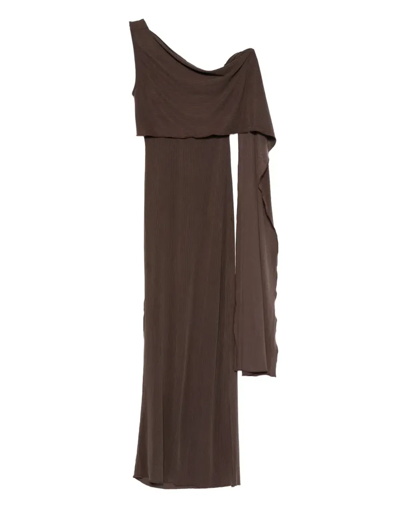 Aya Muse Fein geripptes One-Shoulder-Maxikleid - Braun Braun