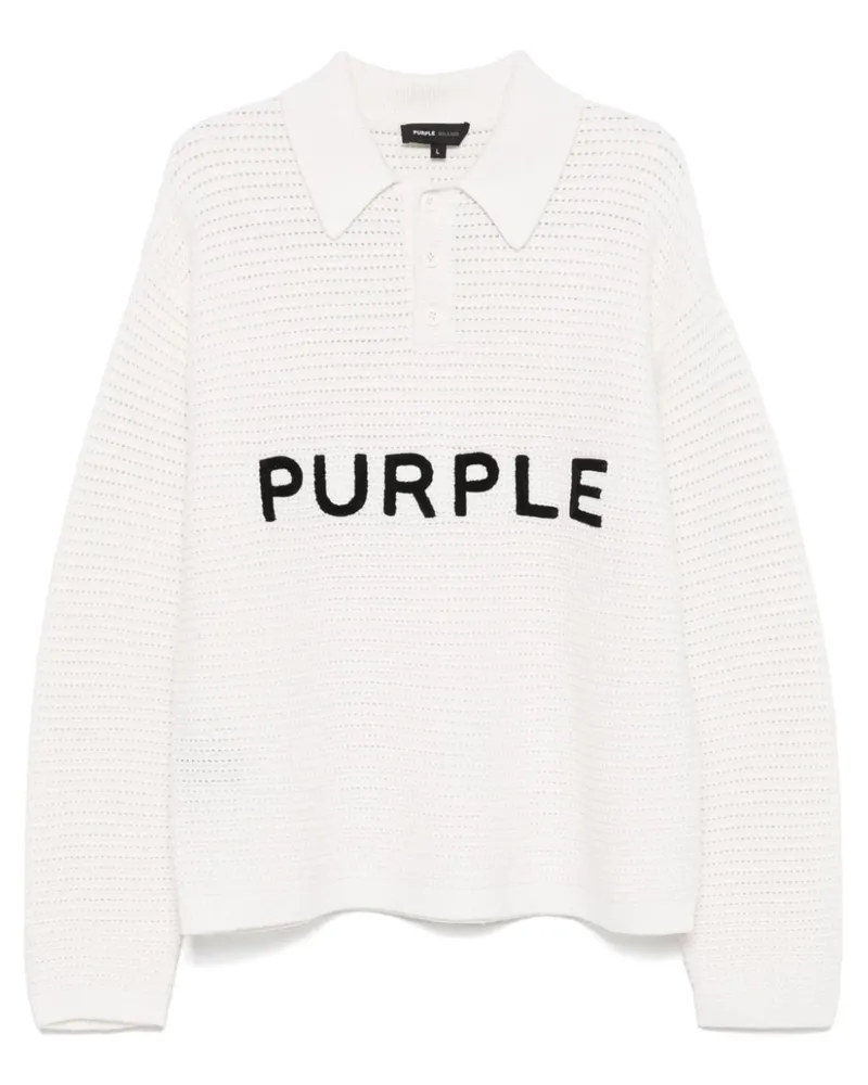 PURPLE BRAND Pullover mit Poloshirtkragen - Weiß Weiß