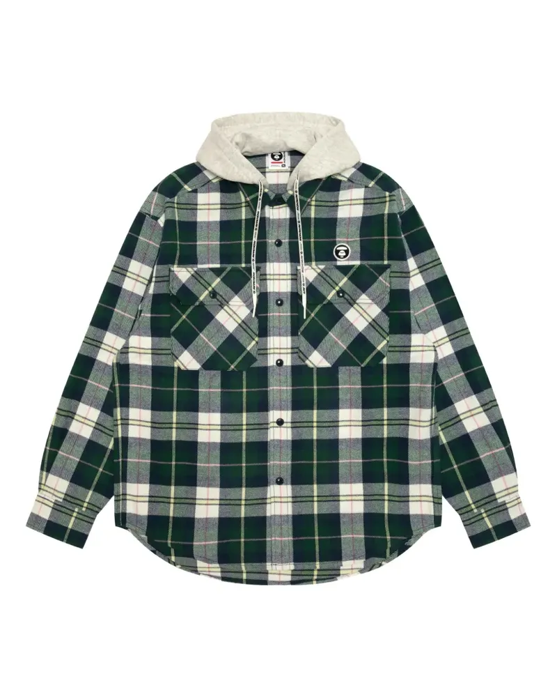 BAPE Kapuzenhemd mit Karomuster - Grün Grün