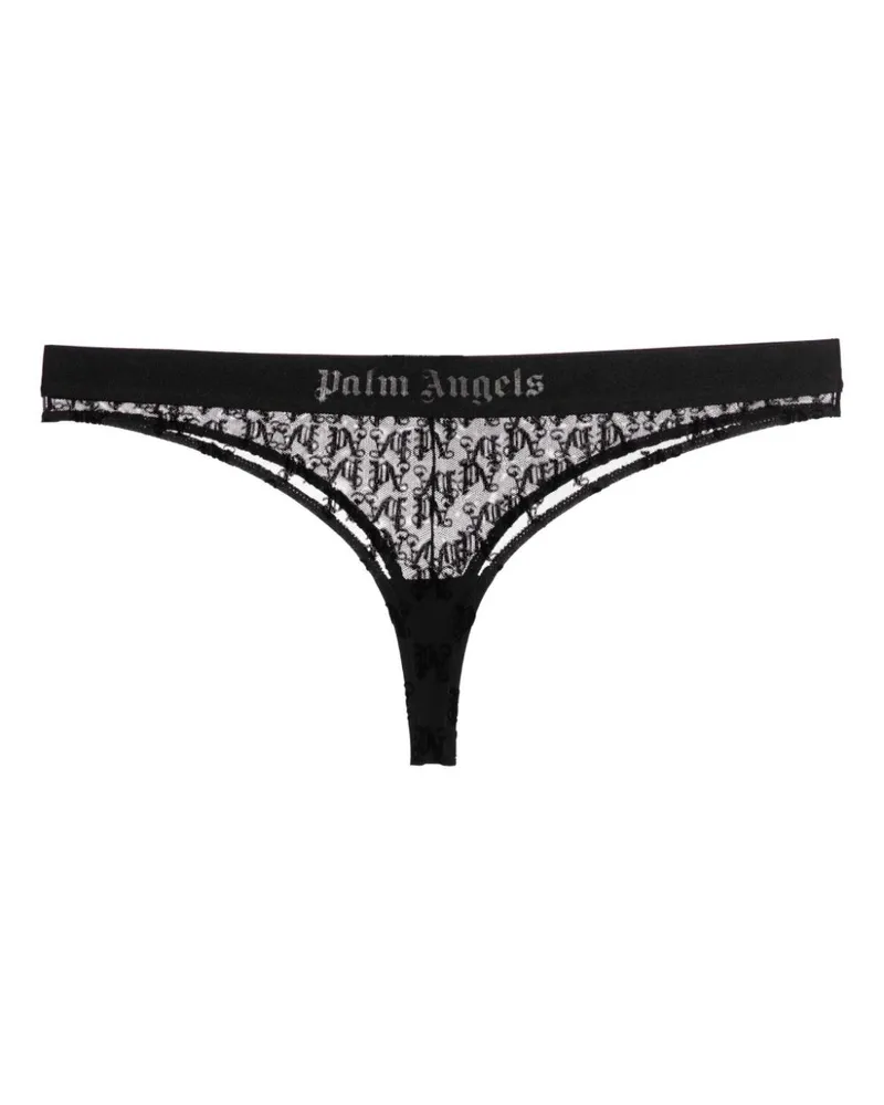 Palm Angels Tanga mit Monogramm - Schwarz Schwarz