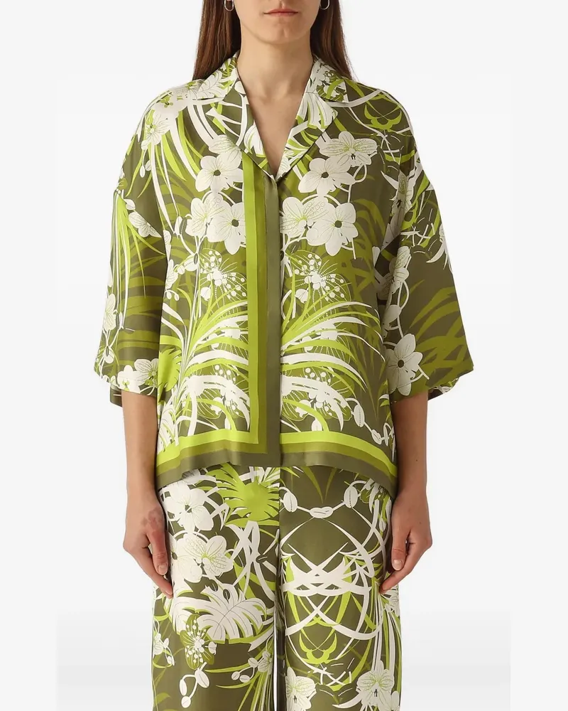 Max Mara Hemd mit Blumen-Print - Grün Grün