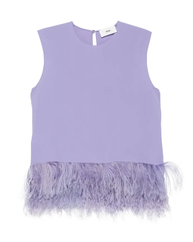 SOLOTRE feather-trim sleeveless top - Violett Violett