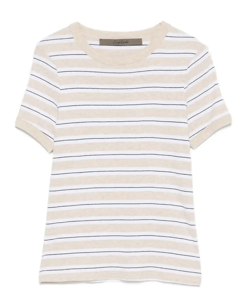 Enza Costa Gestreiftes T-Shirt - Nude Nude