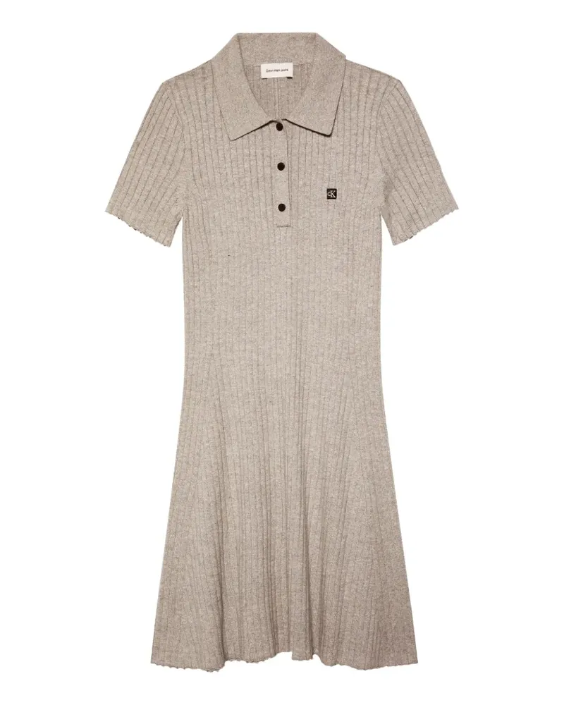 Calvin Klein ribbed-knit polo mini dress - Grau Grau