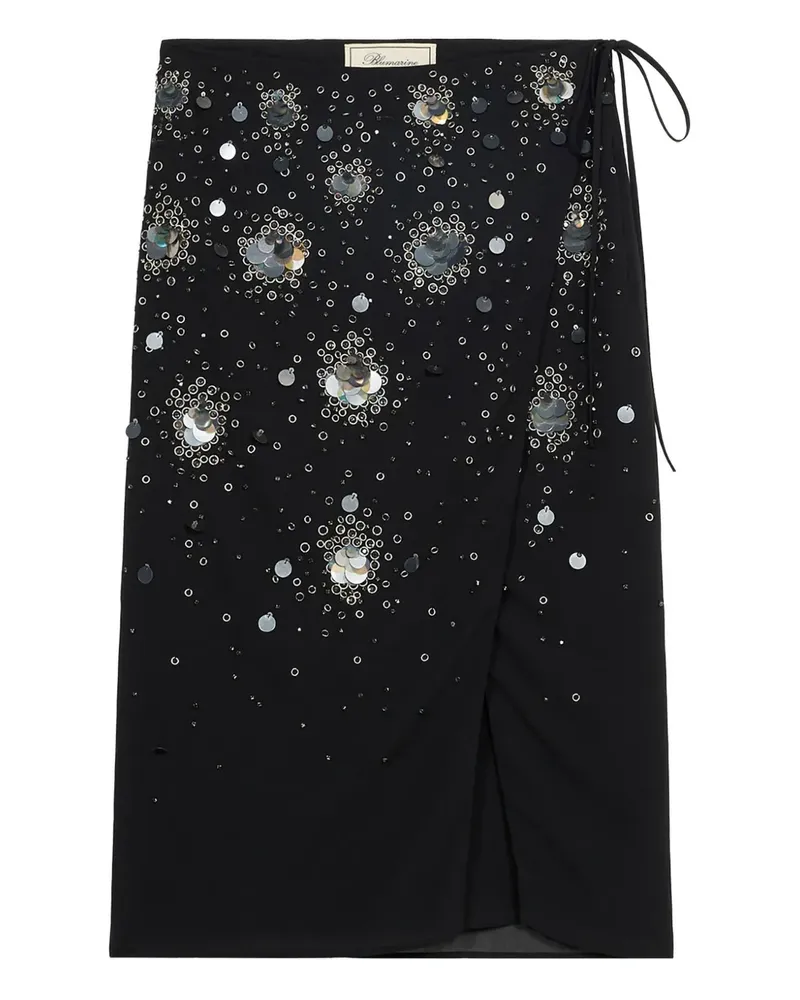 Blumarine Gewickelter Midirock mit Pailletten - Schwarz Schwarz