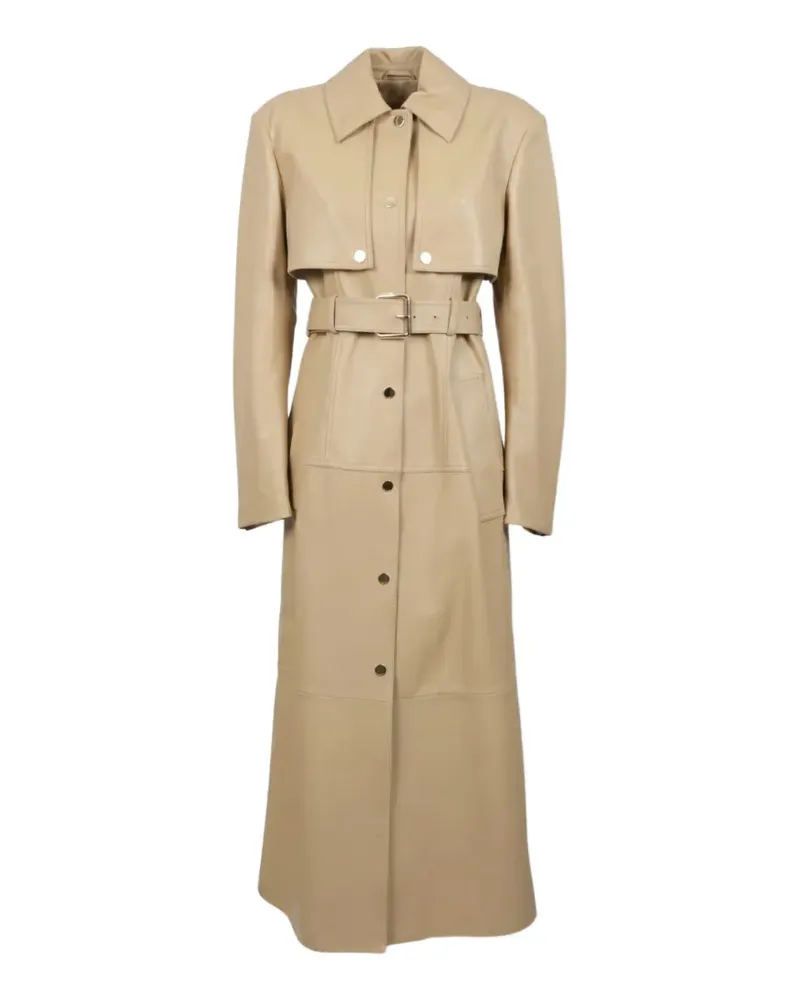 SPORTMAX Ledermantel mit Gürtel - Nude Nude