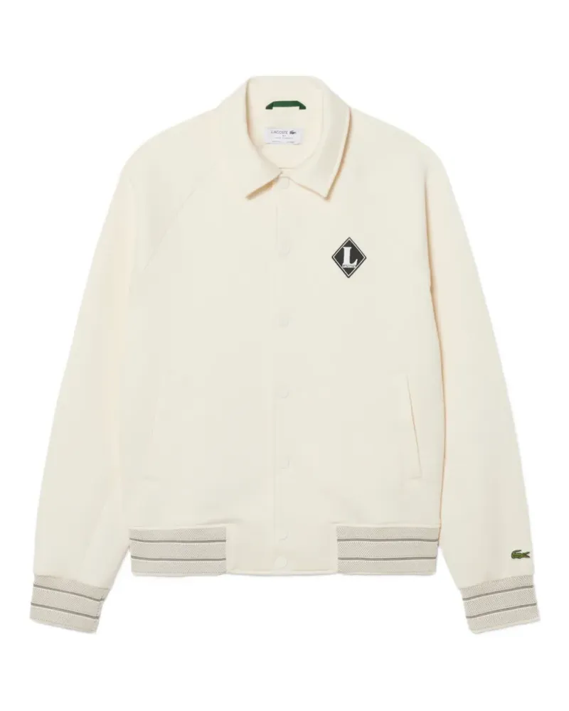 Lacoste button-down logo-detail cotton bomber jacket - Nude Nude