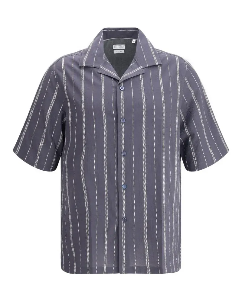Brunello Cucinelli striped short-sleeve shirt - Blau Blau