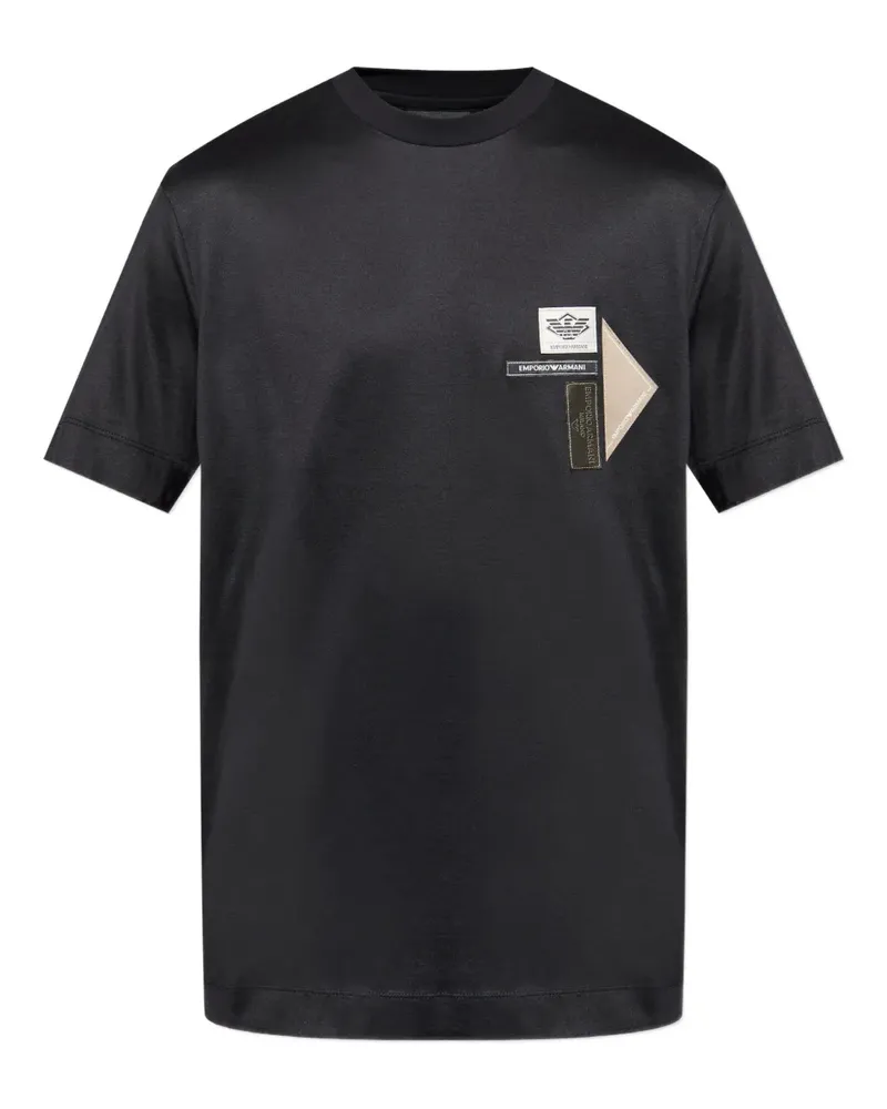 Emporio Armani T-Shirt mit Logo-Patch - Schwarz Schwarz