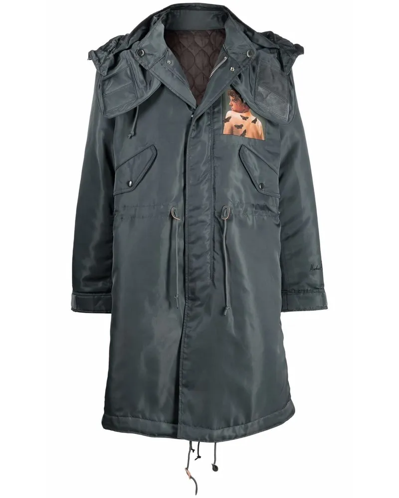 Undercover Kapuzenparka mit Malerei-Print - Grün Grün