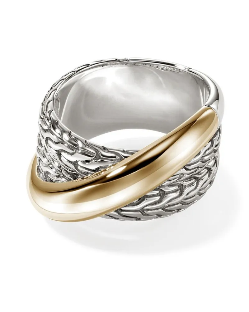 John Hardy 14kt JH Essential Crossover Gelbgoldring - Silber Silber
