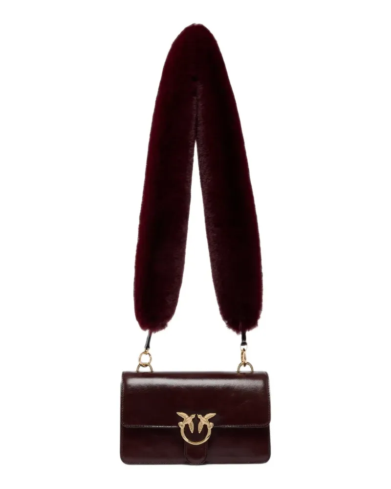 Pinko Love Birds Schultertasche mit Schulterriemen aus Faux Fur - Rot Rot