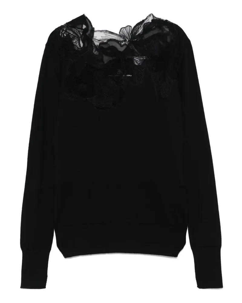 Ermanno Scervino Pullover mit Blumenspitze - Schwarz Schwarz