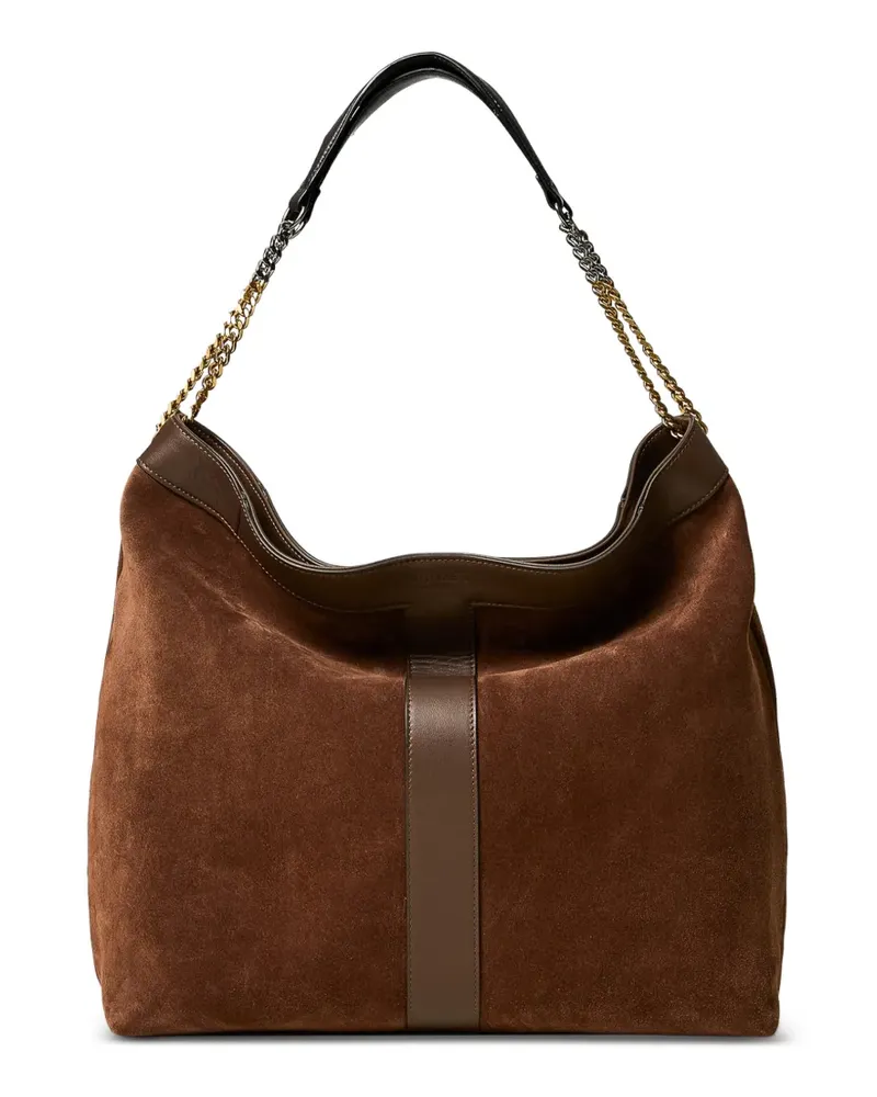 Twin-Set Wildledertasche mit Logo - Braun Braun