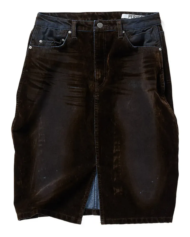PERVERZE flocky denim midi skirt - Braun Braun