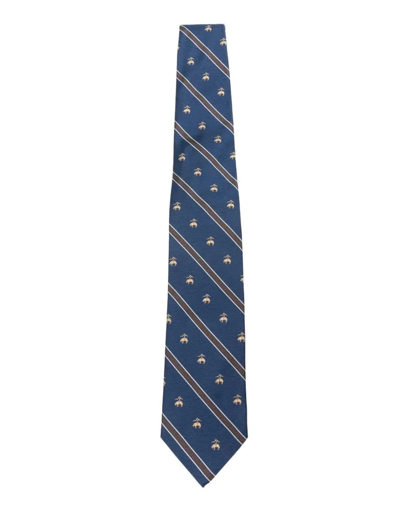 Brooks Brothers Bestickte Krawatte mit diagonalen Streifen - Blau Blau