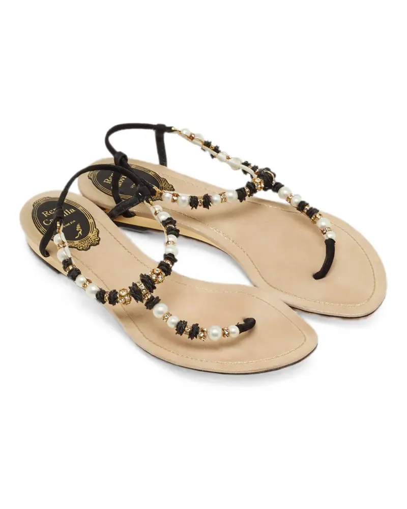 René Caovilla embellished thong flat sandals - Nude Nude