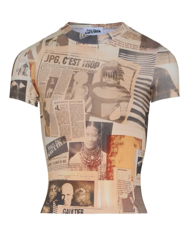 Jean Paul Gaultier T-Shirt mit Tagebuch-Print - Nude Nude