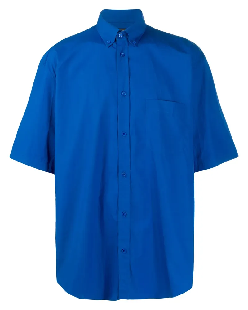 Balenciaga Kurzärmeliges Hemd mit Logo - Blau Blau