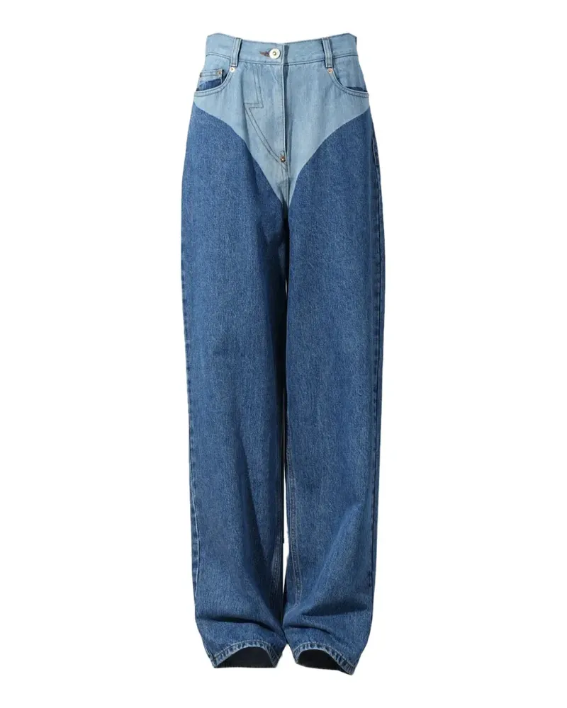 pushBUTTON two-tone wide-leg jeans - Blau Blau